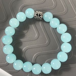 Handmade light blue Genuine Stone Stretch bracelet